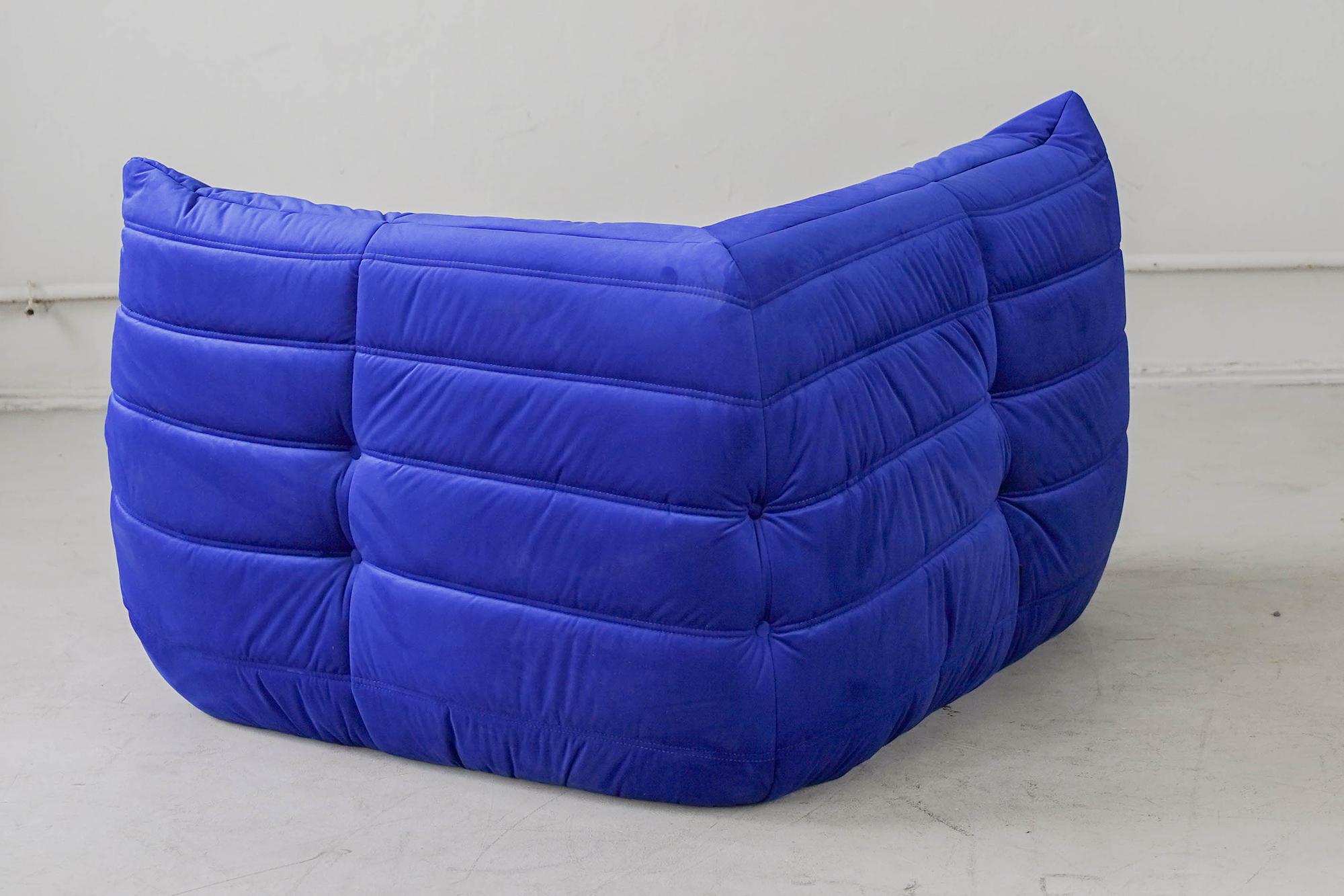 Togo corner sofa velvet cobalt blue 5