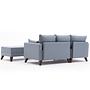 Bella Sofa Récamiere Links mit Hocker Blau 7