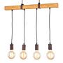 4-flame pendant light Linn II partly solid wood ash iron 0
