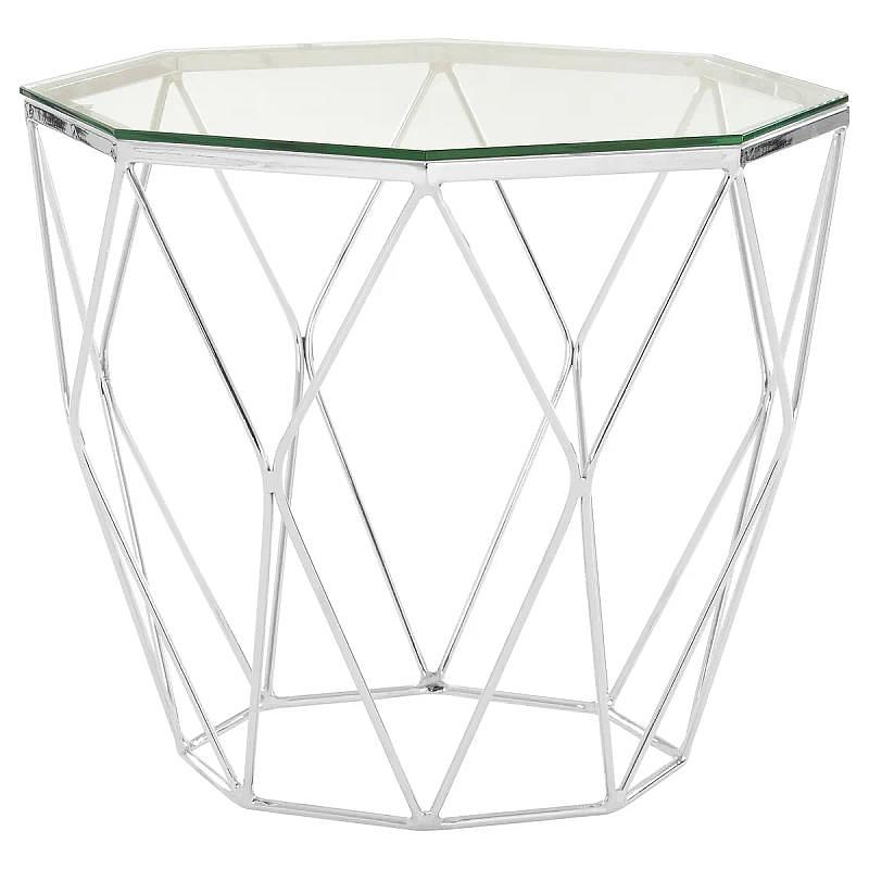 Allure Tempered Glass und Chrome Sechseck Beistelltisch
 0