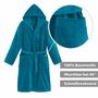 Unisex Bademantel Baumwolle mit Kapuze Petrol Small 3