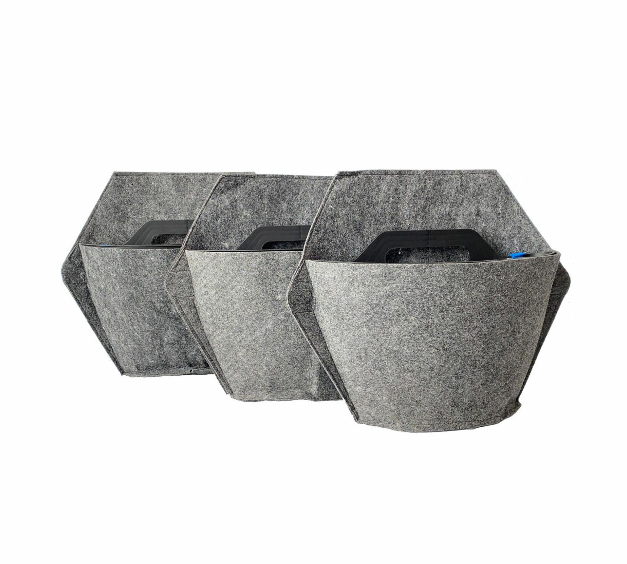 3x Wall planter Black with textile cover 1