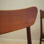 4x Vintage Dining Chair Teak Wood Textile Brown 1970s 9
