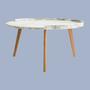 Runder Couchtisch Marmoroptik Weiß 1