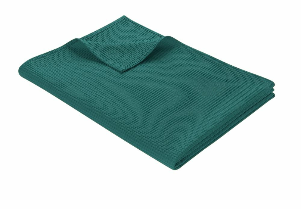 Leichte Decke aus Waffelpiqué 100% Baumwolle Petrol Single 0