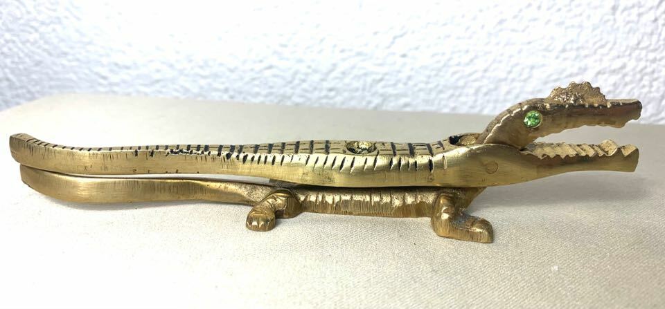 Vintage Nussknacker Krokodil Messing 2