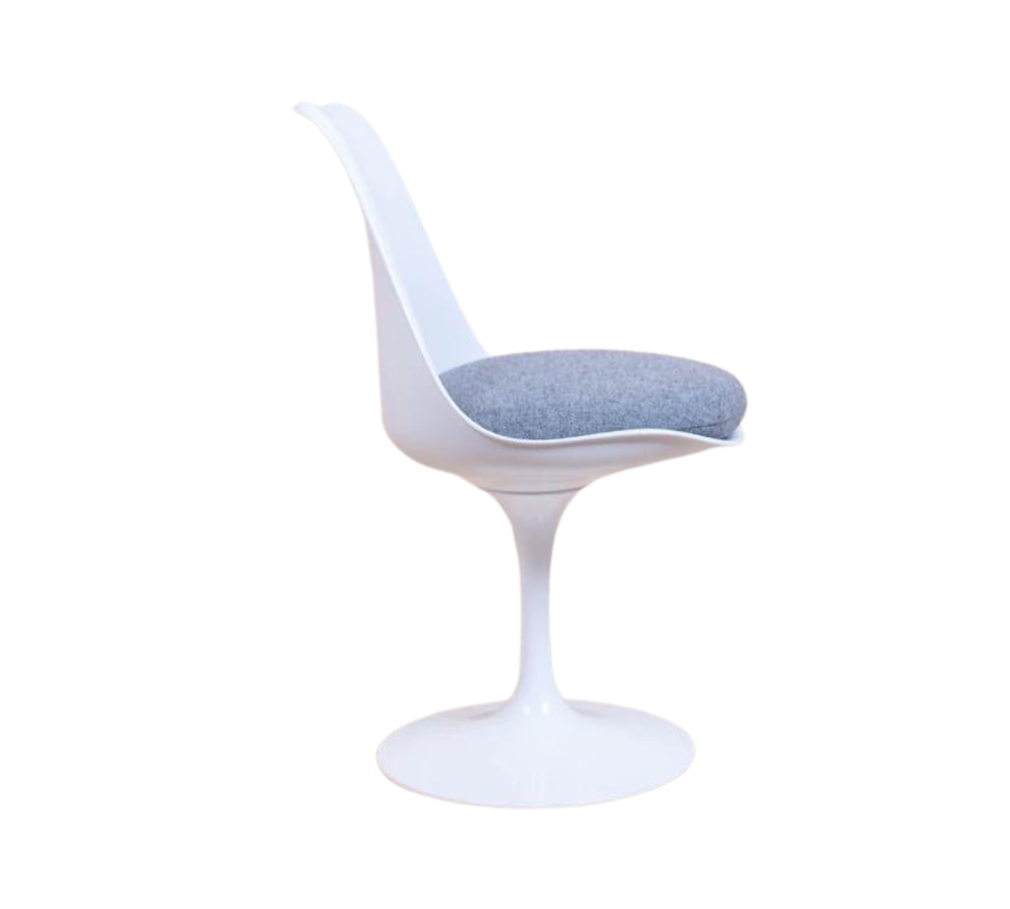 Knoll Tulip Chair Weiß mit grauem Sitzpolster 3