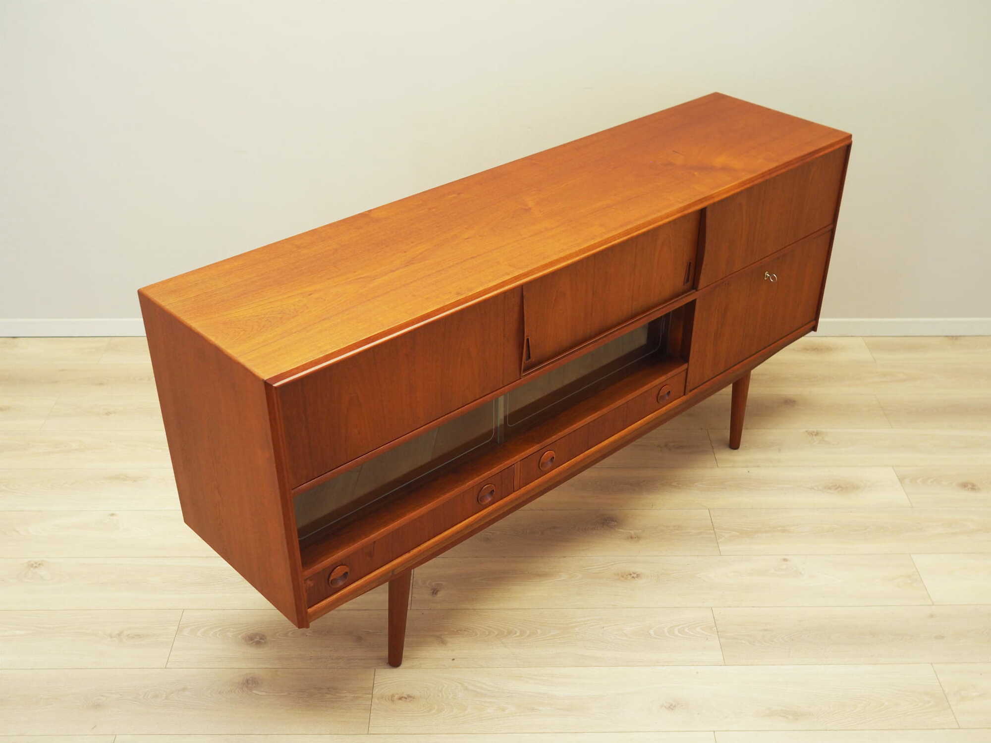 Vintage Highboard Teakholz Braun 1970er Jahre 7