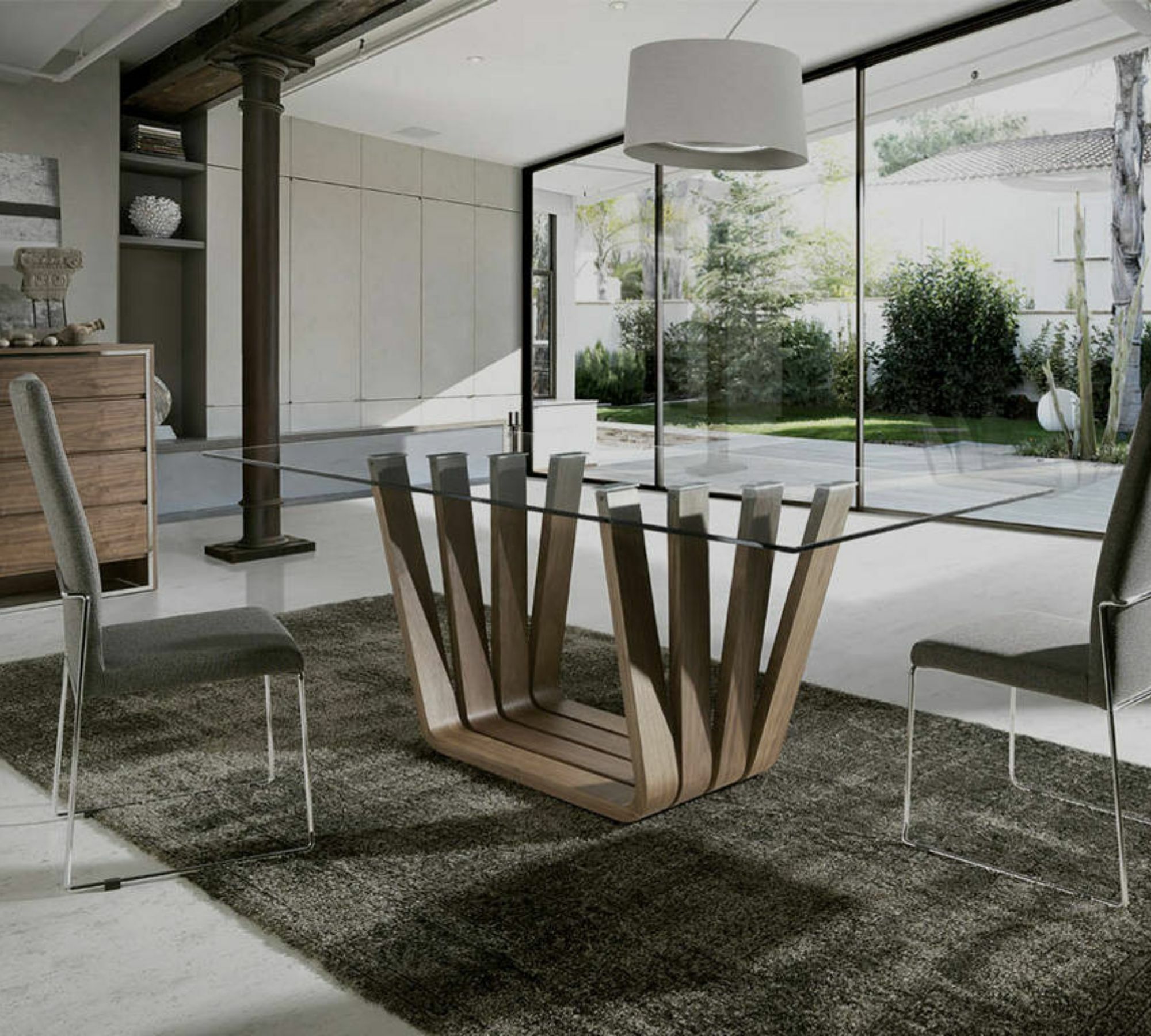 Esstisch Walnussholz Glas Braun 2
