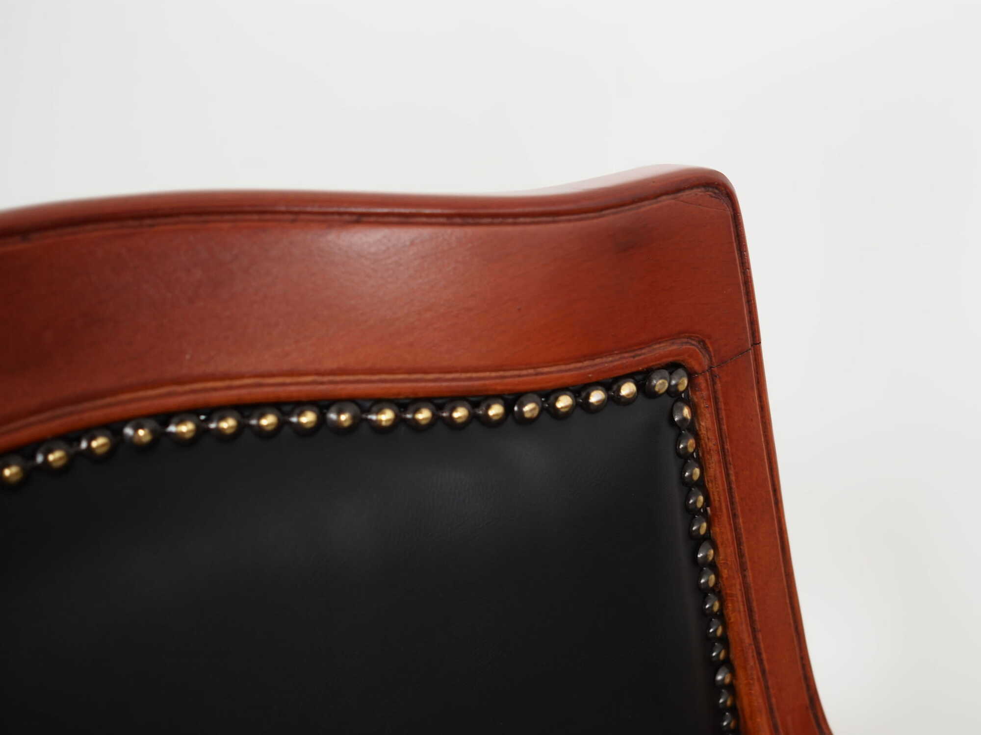 Chair Wood Leather Black 1970s 9