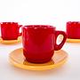 Ceramic Mug Set Red 1980s 6