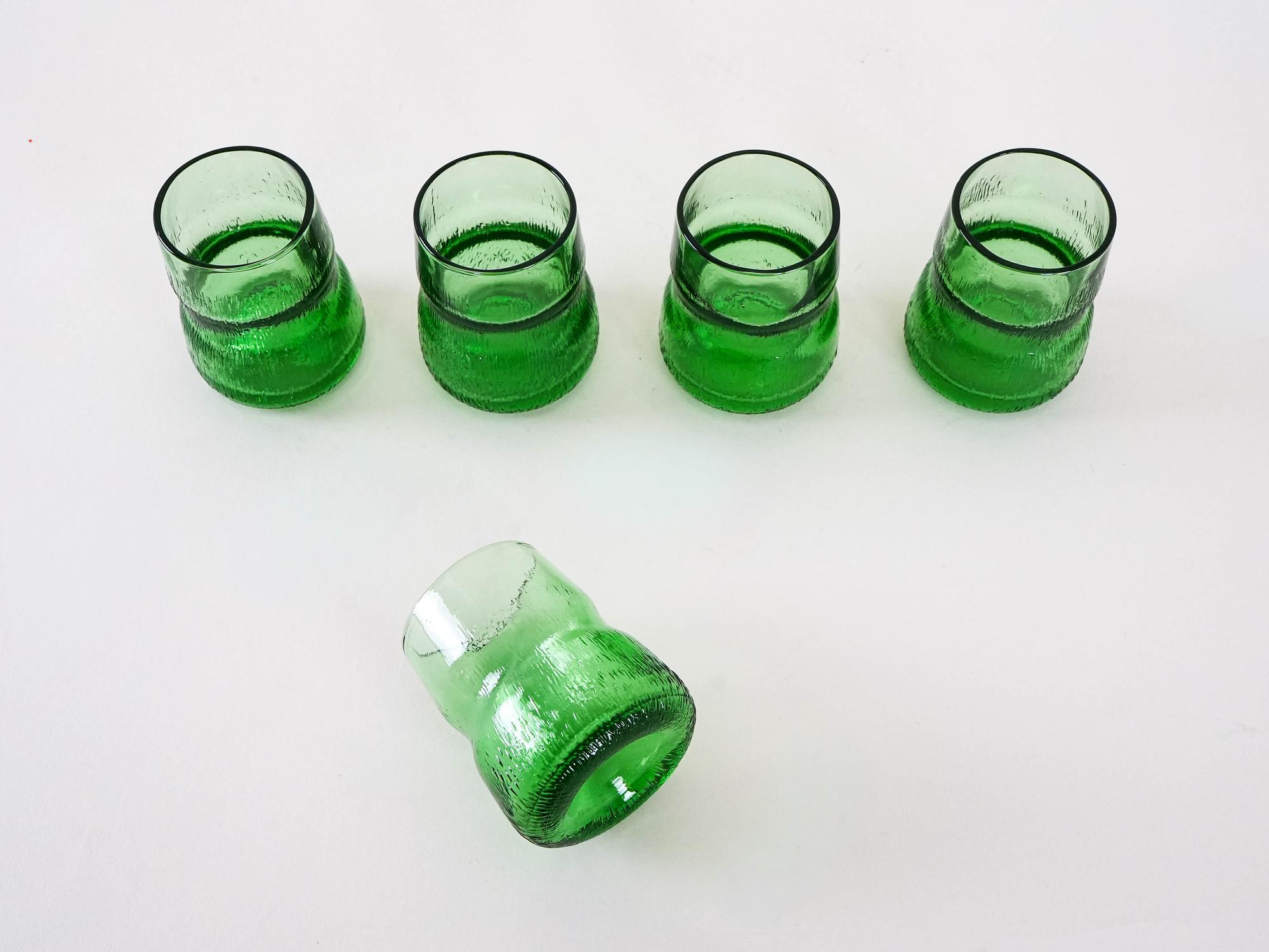 Glass Set Green 1970s 5