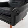 Vintage armchair, natural leather, wood, black, 1970s 8