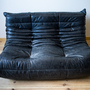 Togo Sofa 2-Sitzer Pull-Up-Leder Schwarz 1