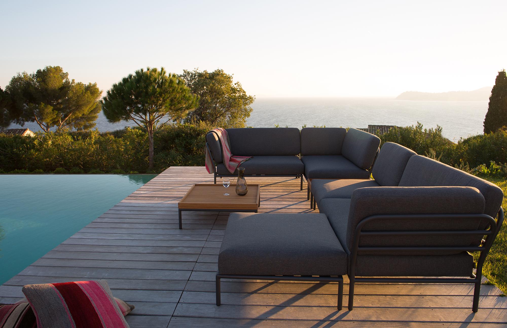 2x LEVEL Sofa Links, Sofa Rechts & Couchtisch Dunkelgrau 5