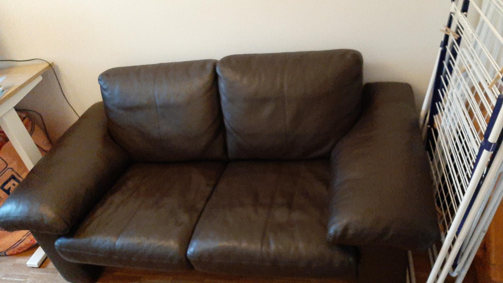 Leather Sofa Dark Brown 1