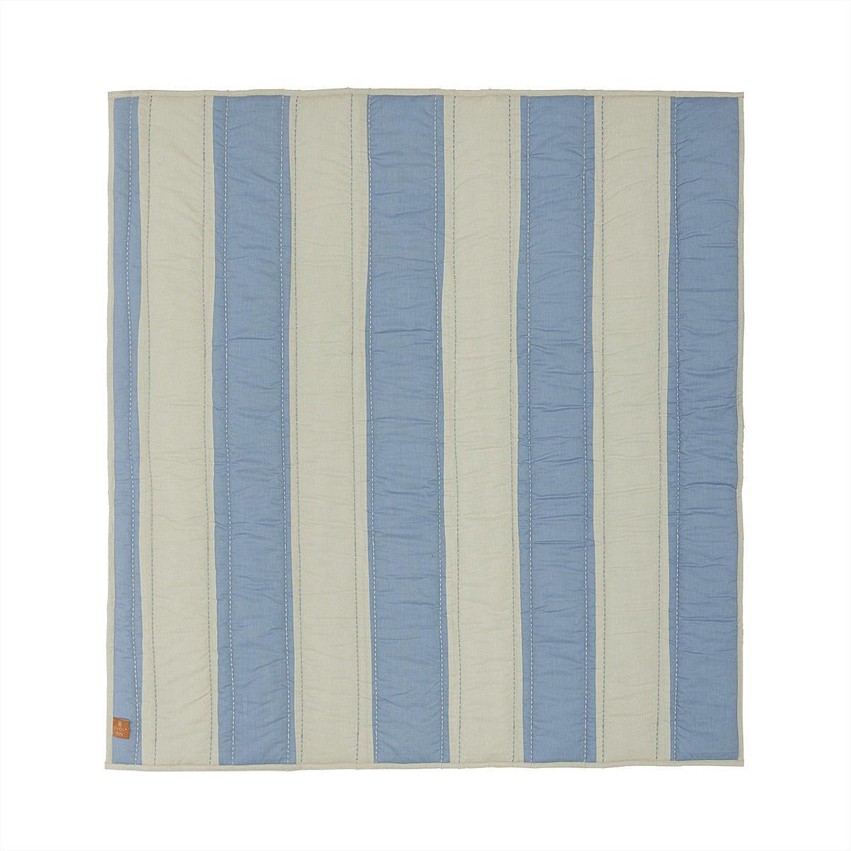 Decke Bio-Baumwolle Blau Gestreift 130x140 cm 0
