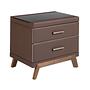 Nightstand Faux Leather with Glass Top 0