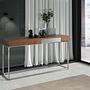 Console table walnut veneer stainless steel brown 1