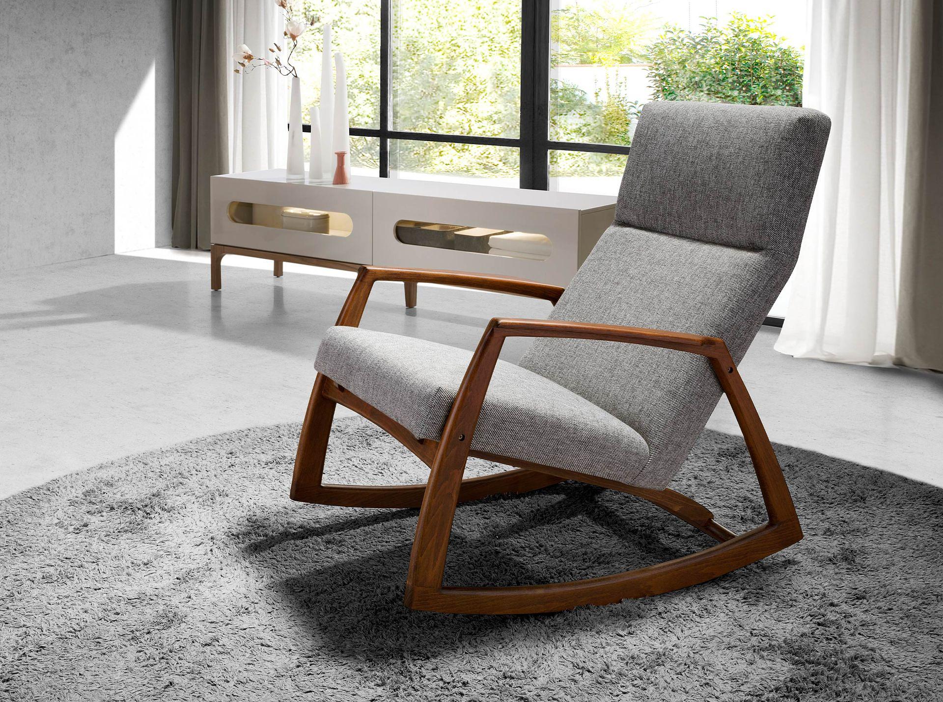 Schaukelstuhl Textil Grau 2