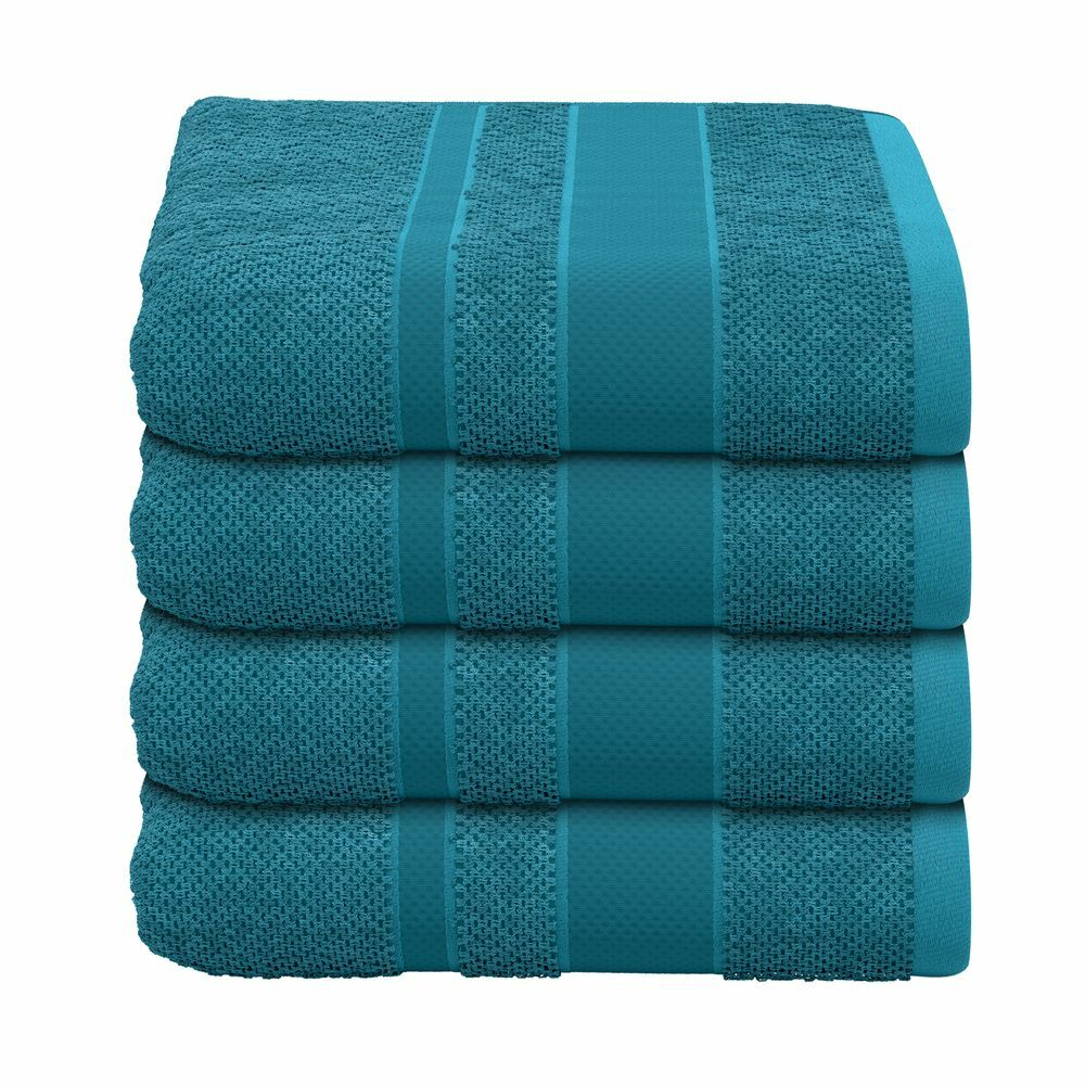 4-tlg. Handtuch-Set Baumwolle Türkis Öko-Tex Standard 100 0