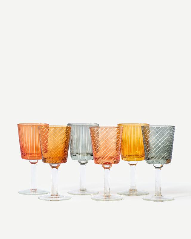 6x Library Wineglass-Set Glas Mehrfarbig 1