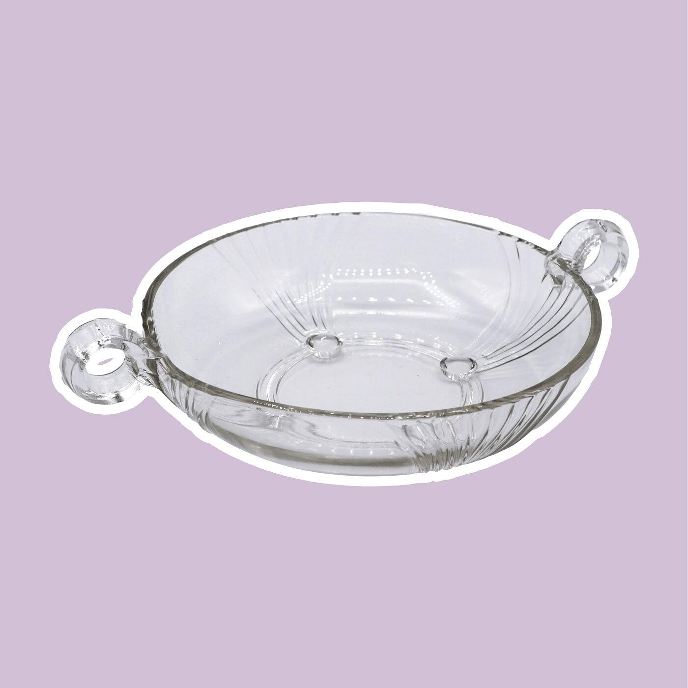 Vintage Obstschale mit Henkeln Glas 1980er Jahre 0