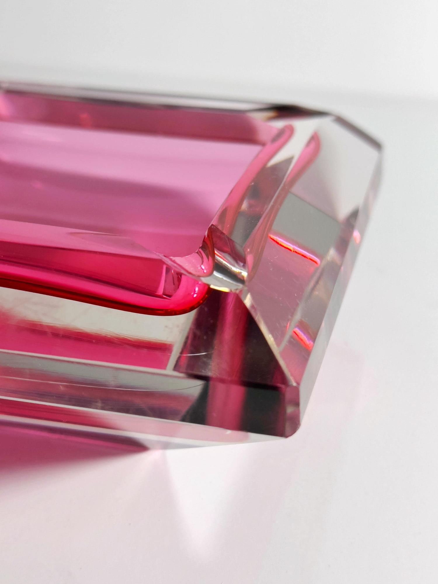 Vintage Aschenbecher Muranoglas Cranberry-Rot 80er Jahre 2