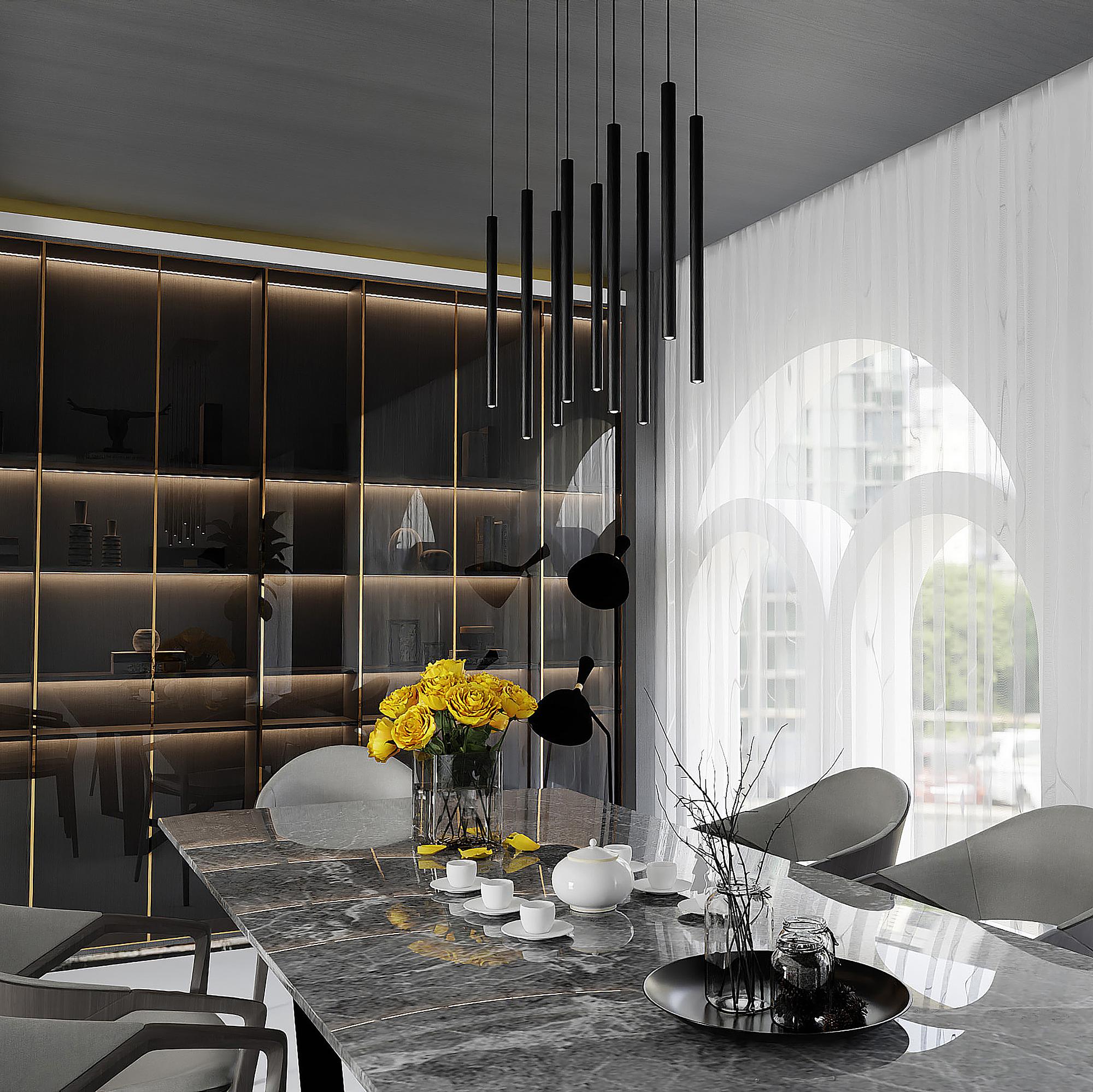Pendant Light Selter Type B 9-Light Black 4
