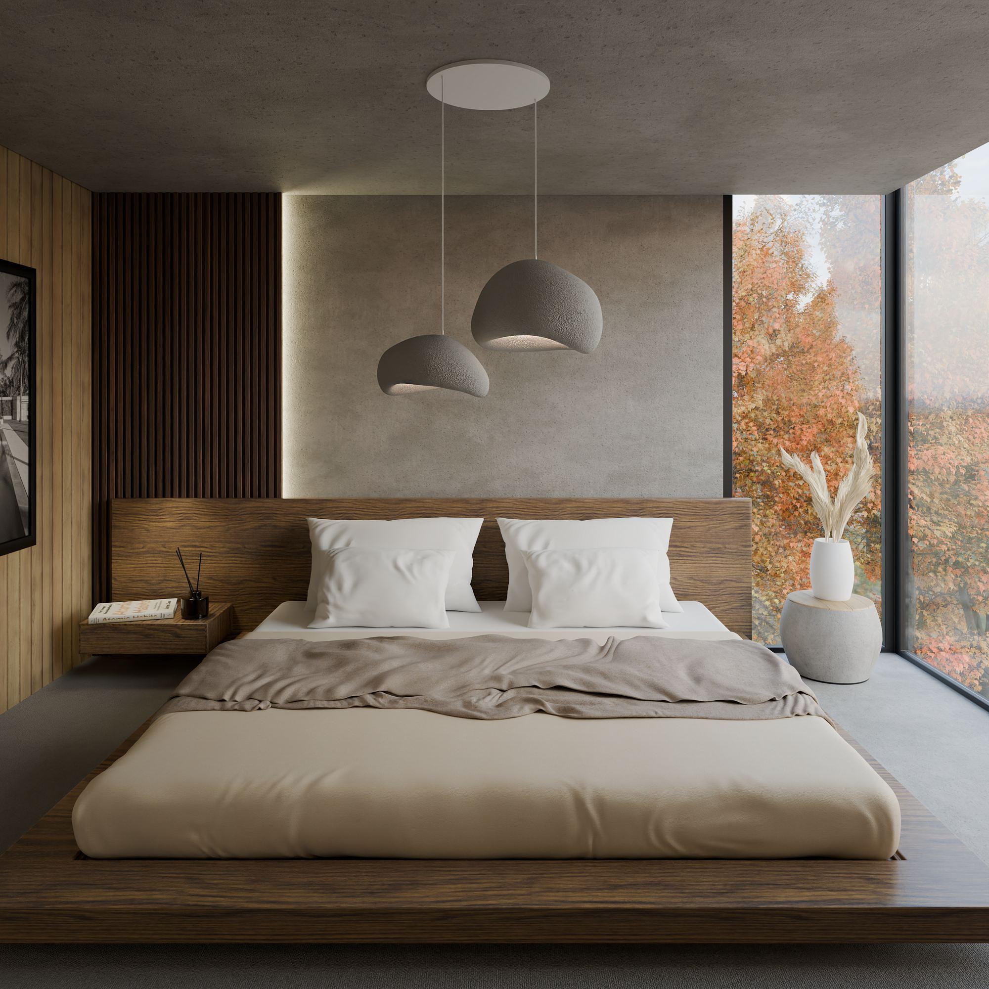 2-Flammig Wabi Sabi Rawbends Pendelleuchte Beton Grau 3