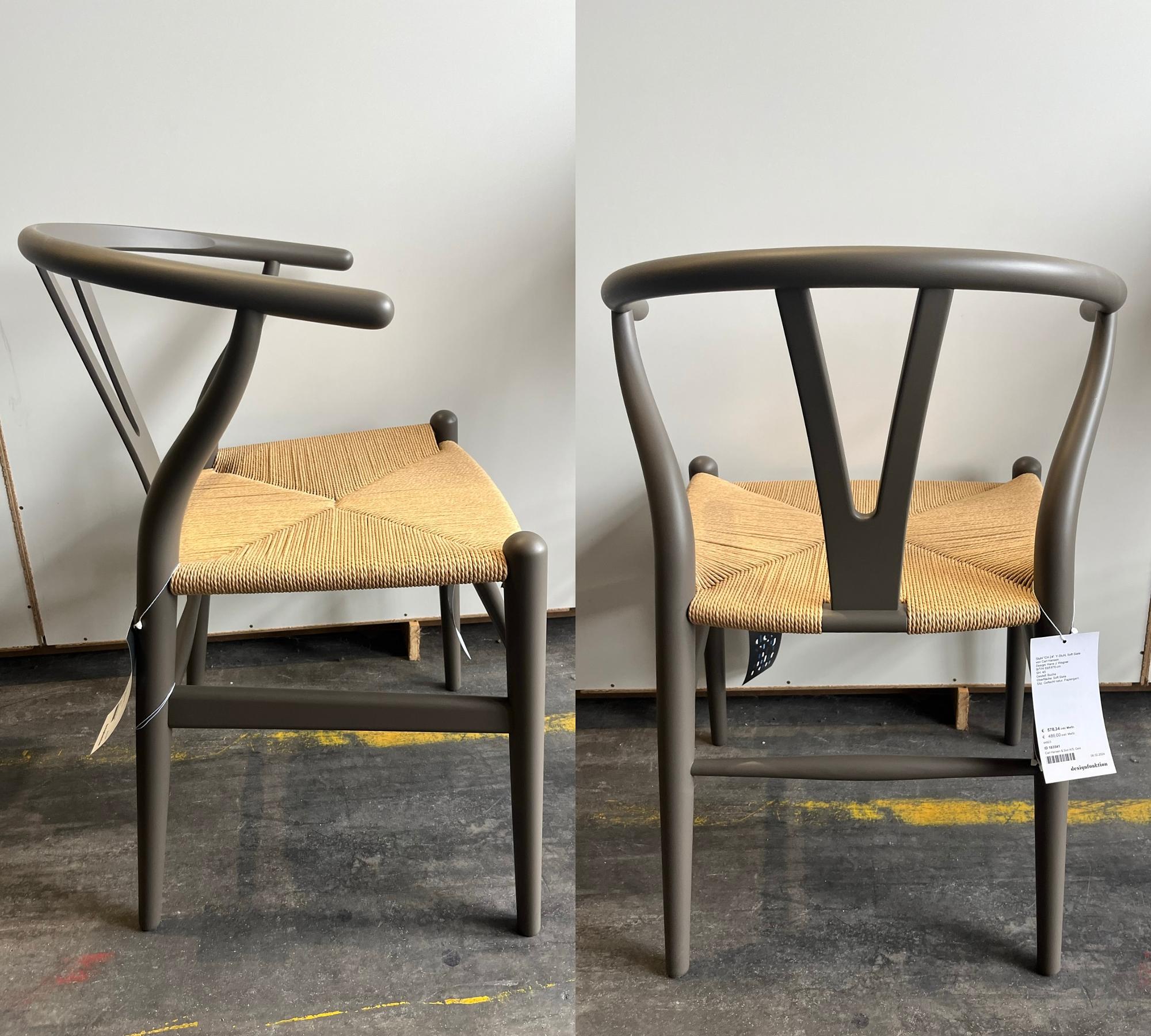 CH24 Soft Wishbone Dining Chair Beech Wood Slate Grey 2