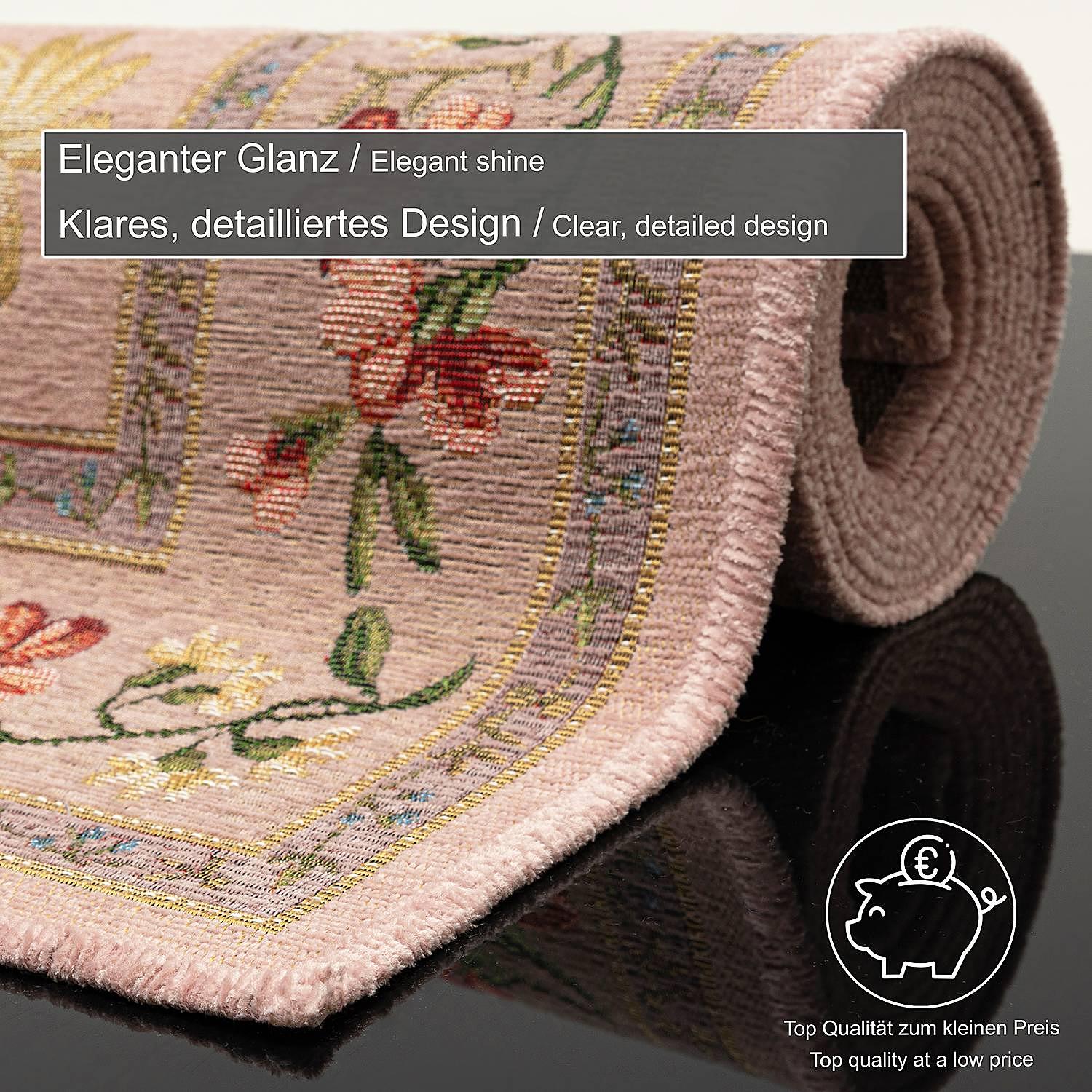Flomi Sagrini Kurzflorteppich Mischgewebe Rosa 60 x 90 cm 3