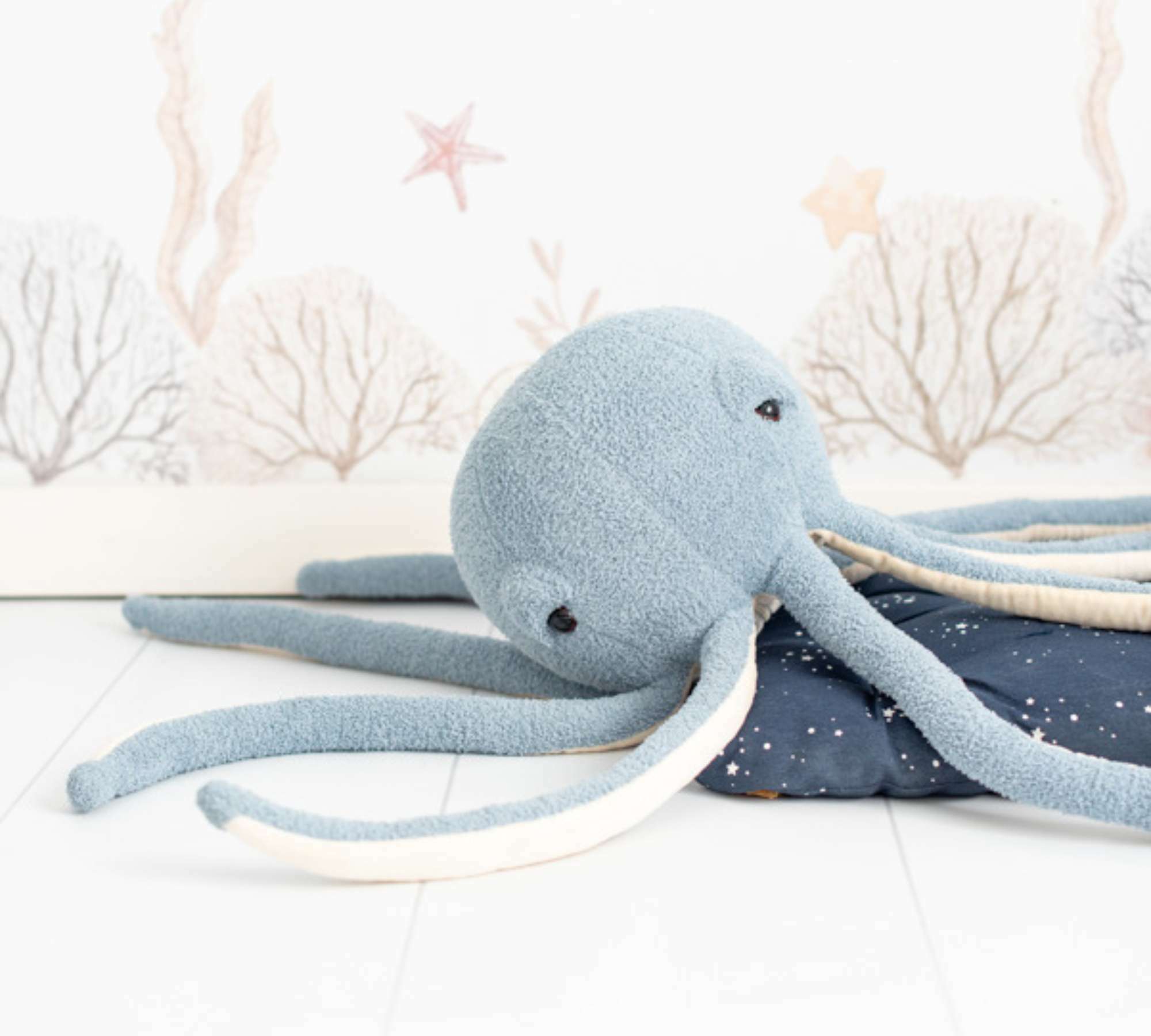 Oktopus Maxi Plüschtier Baumwolle Blau 0