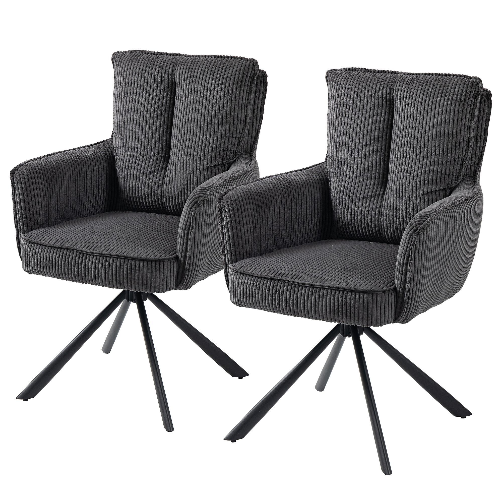2x Drehbarer Armlehnenstuhl SALVIN Dunkelgrau 0