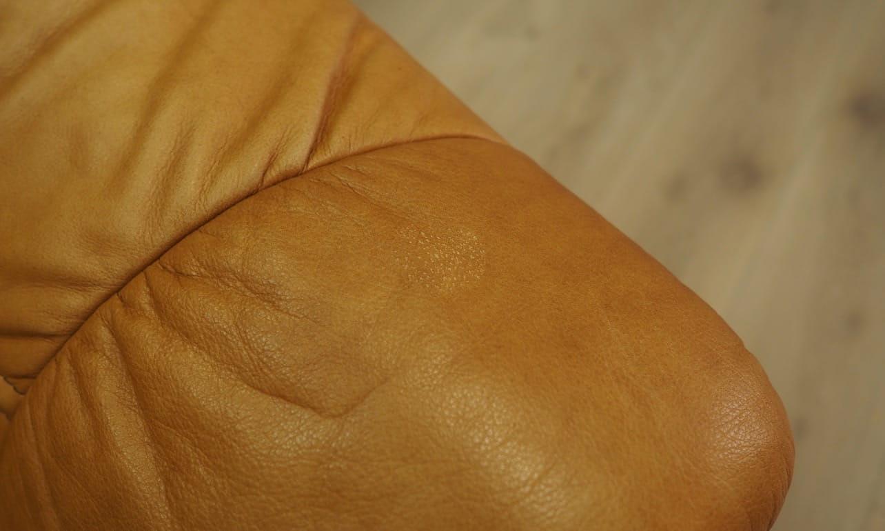 Vintage Sofa 3-Sitzer und Sessel Leder Cognac 1970er Jahre 11