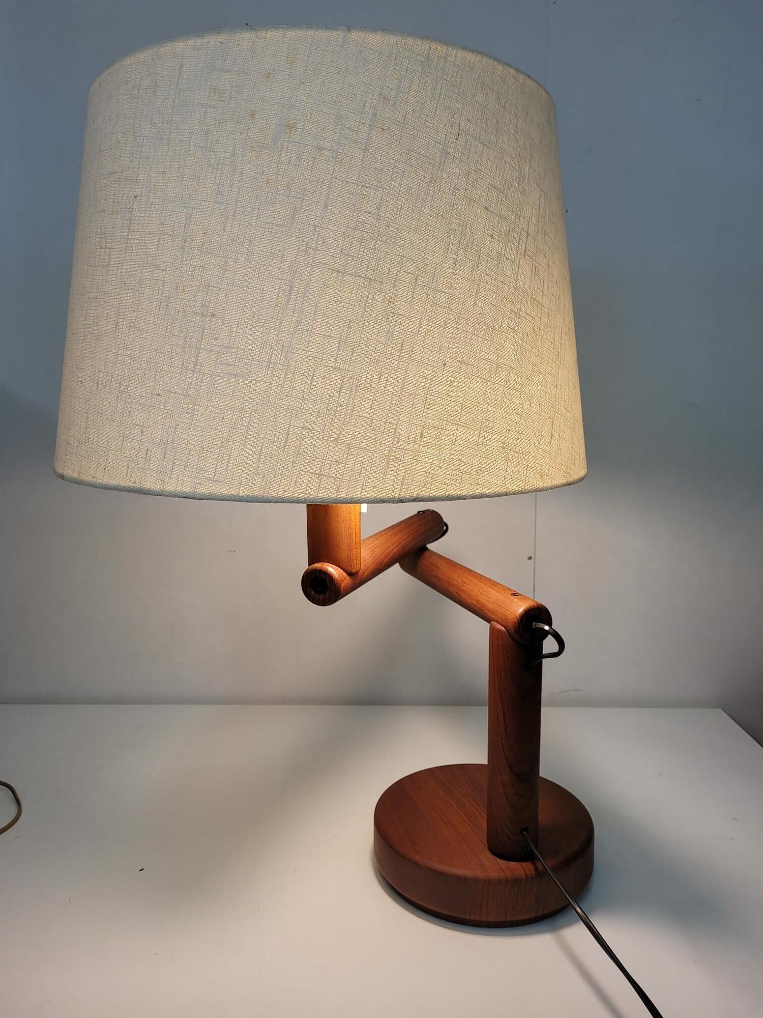 Vintage Tischlampe Teakholz Natur 60er Jahre  4