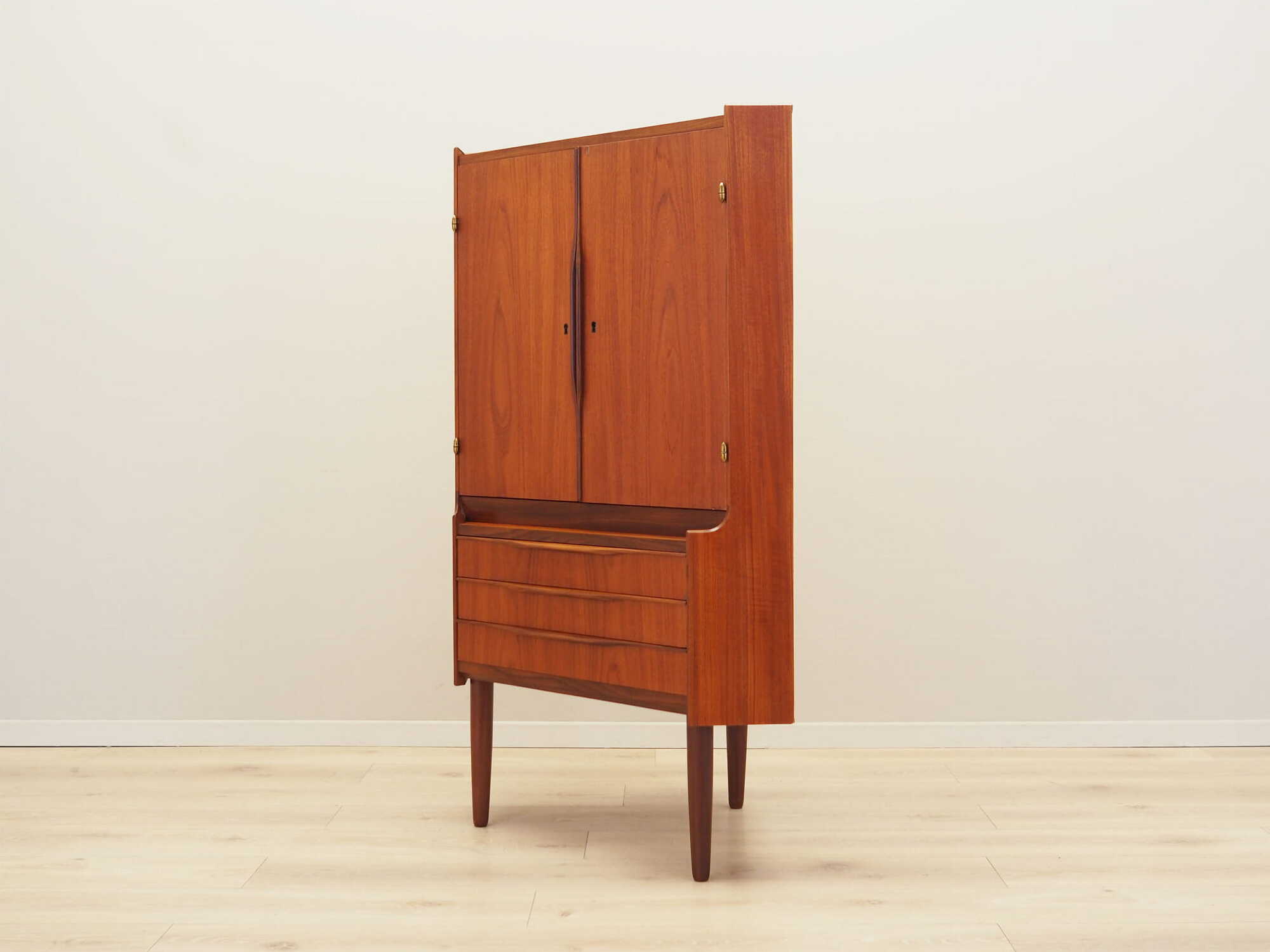 Vintage corner cabinet teak brown 1970s 3