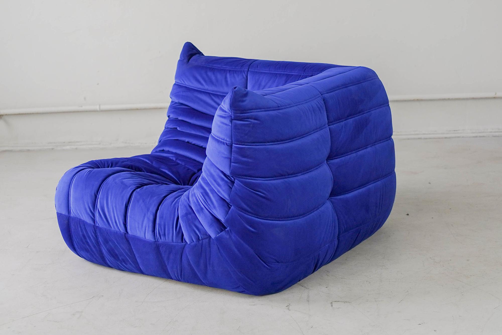 Togo corner sofa velvet cobalt blue 3