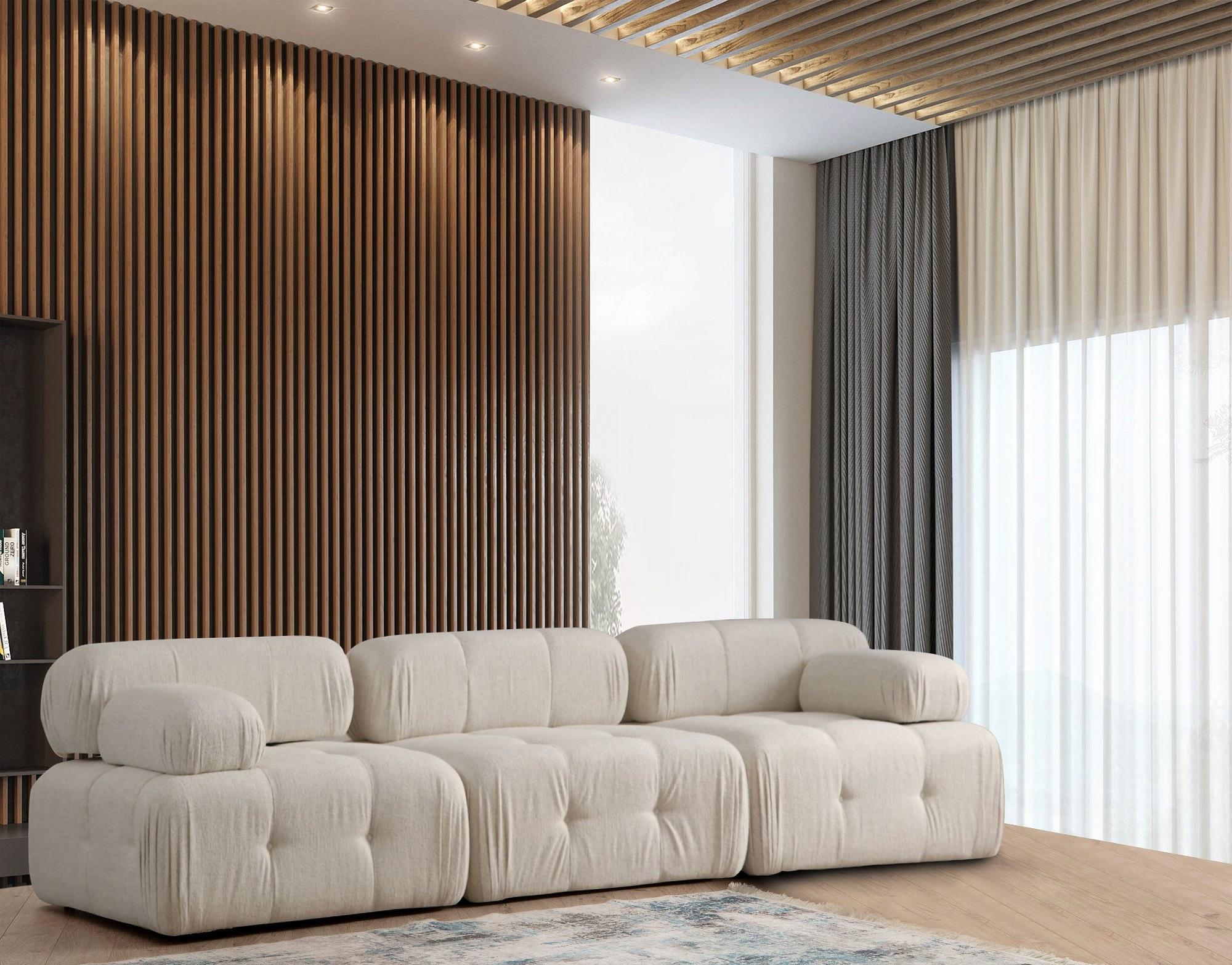 Doblo Modular Sofa 3-Seater Cream Bouclé 1