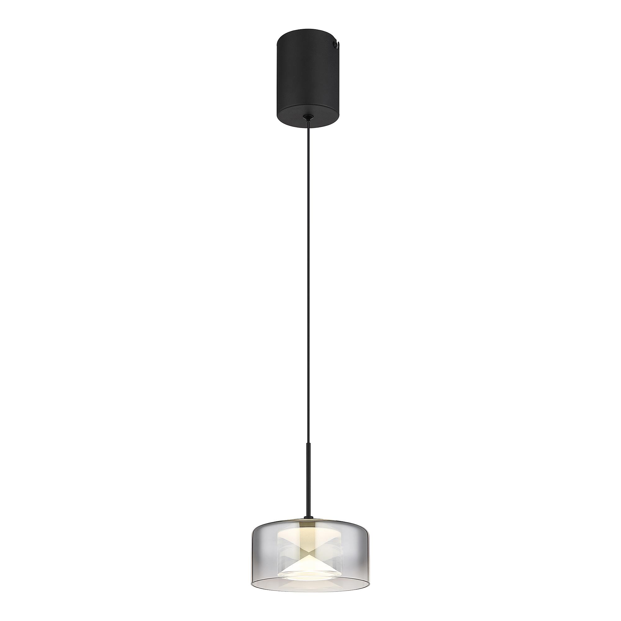 LED Pendant Lamp Belinda Smoked Glass Iron Black 3
