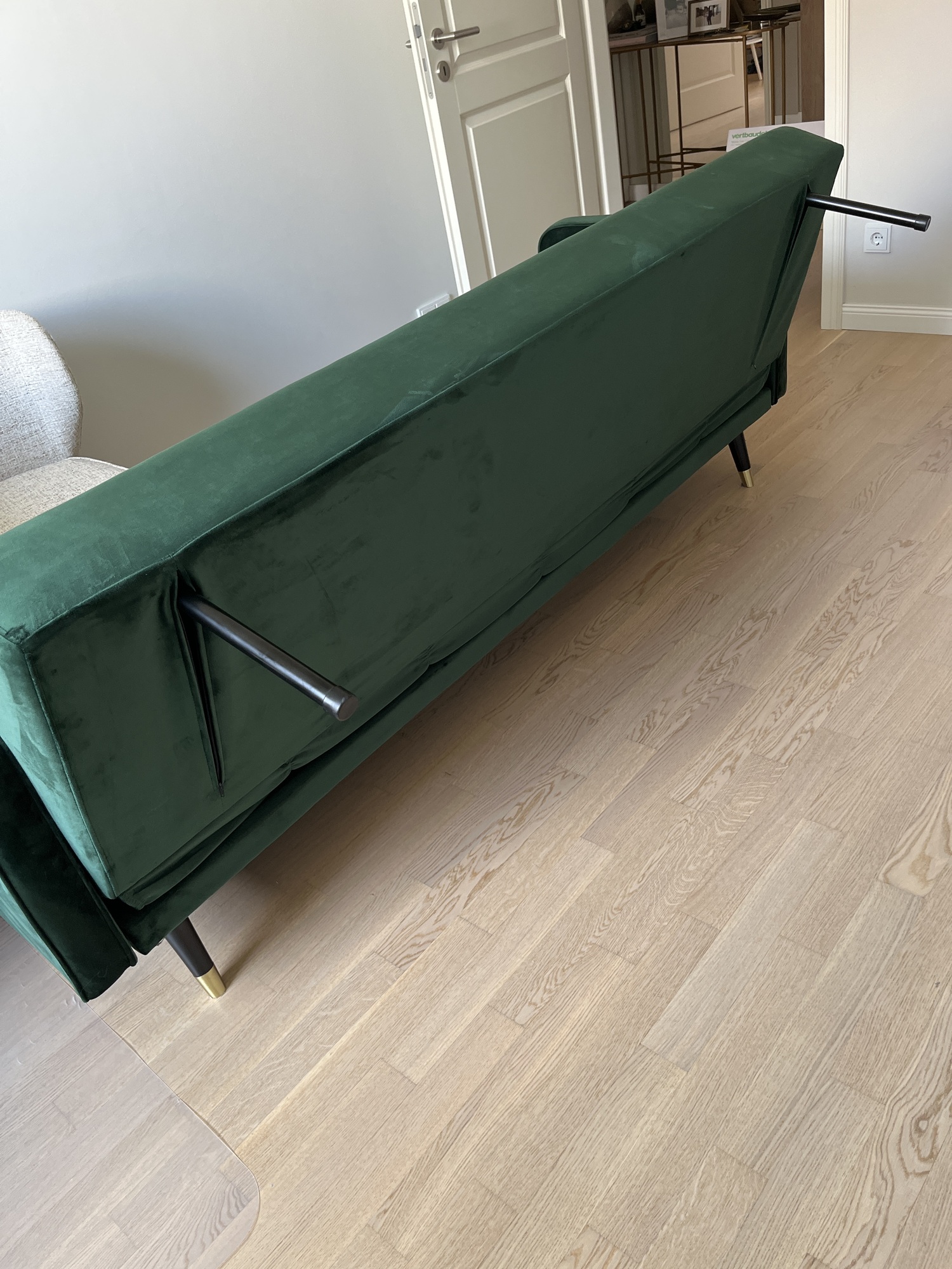 Schlafsofa 3-Sitzer Samt Metall Grün 7