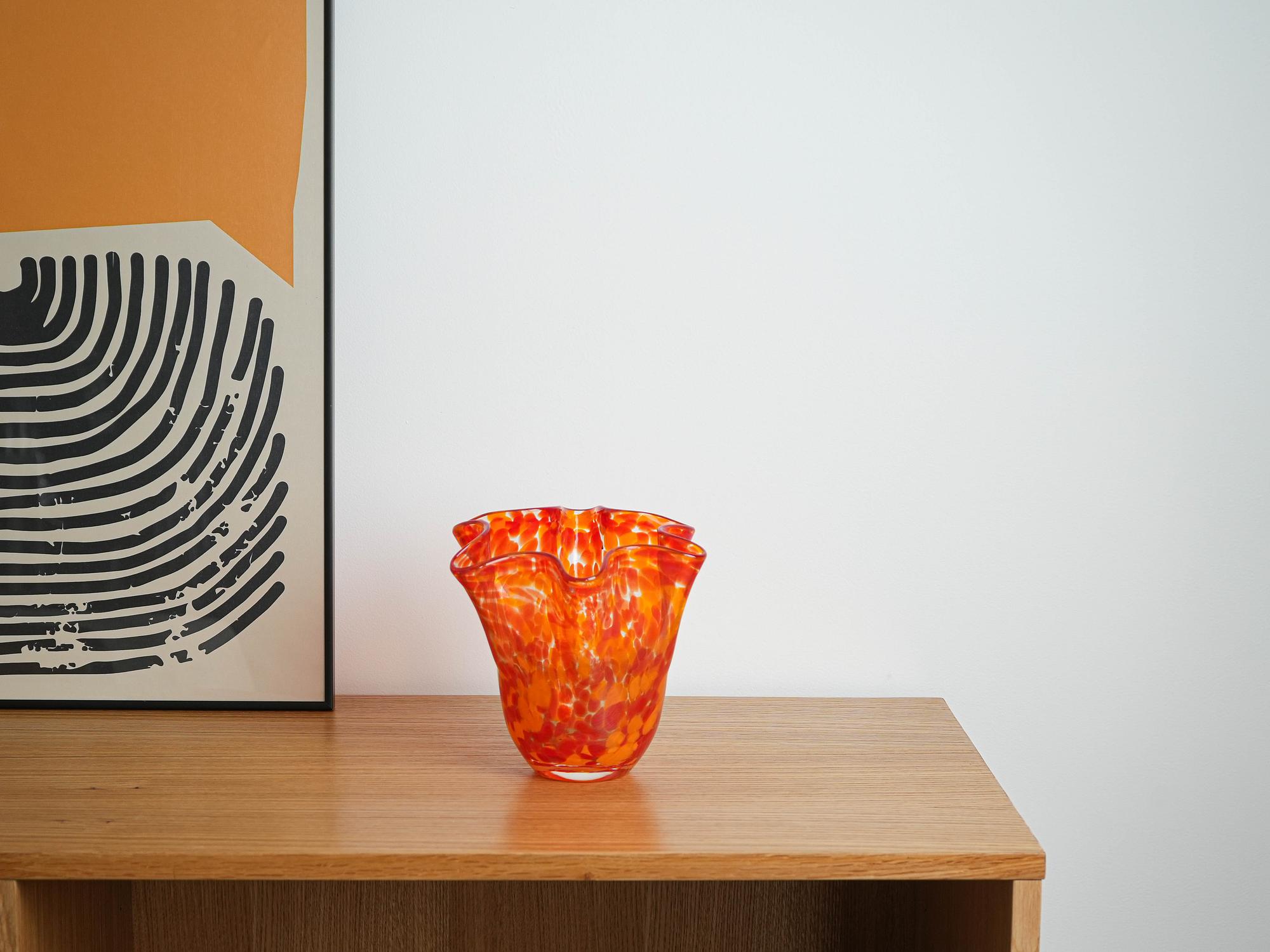 Glass vase 1970s Orange 6