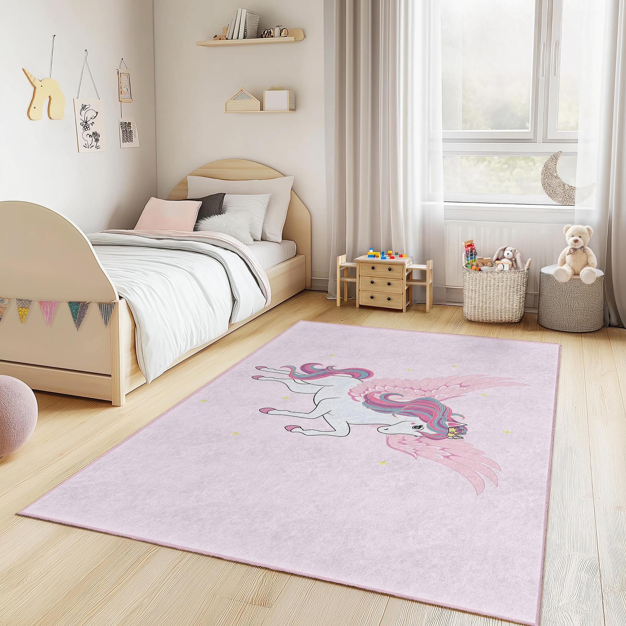 Einhorn Kinderteppich Mehrfarbig 100x250cm 2