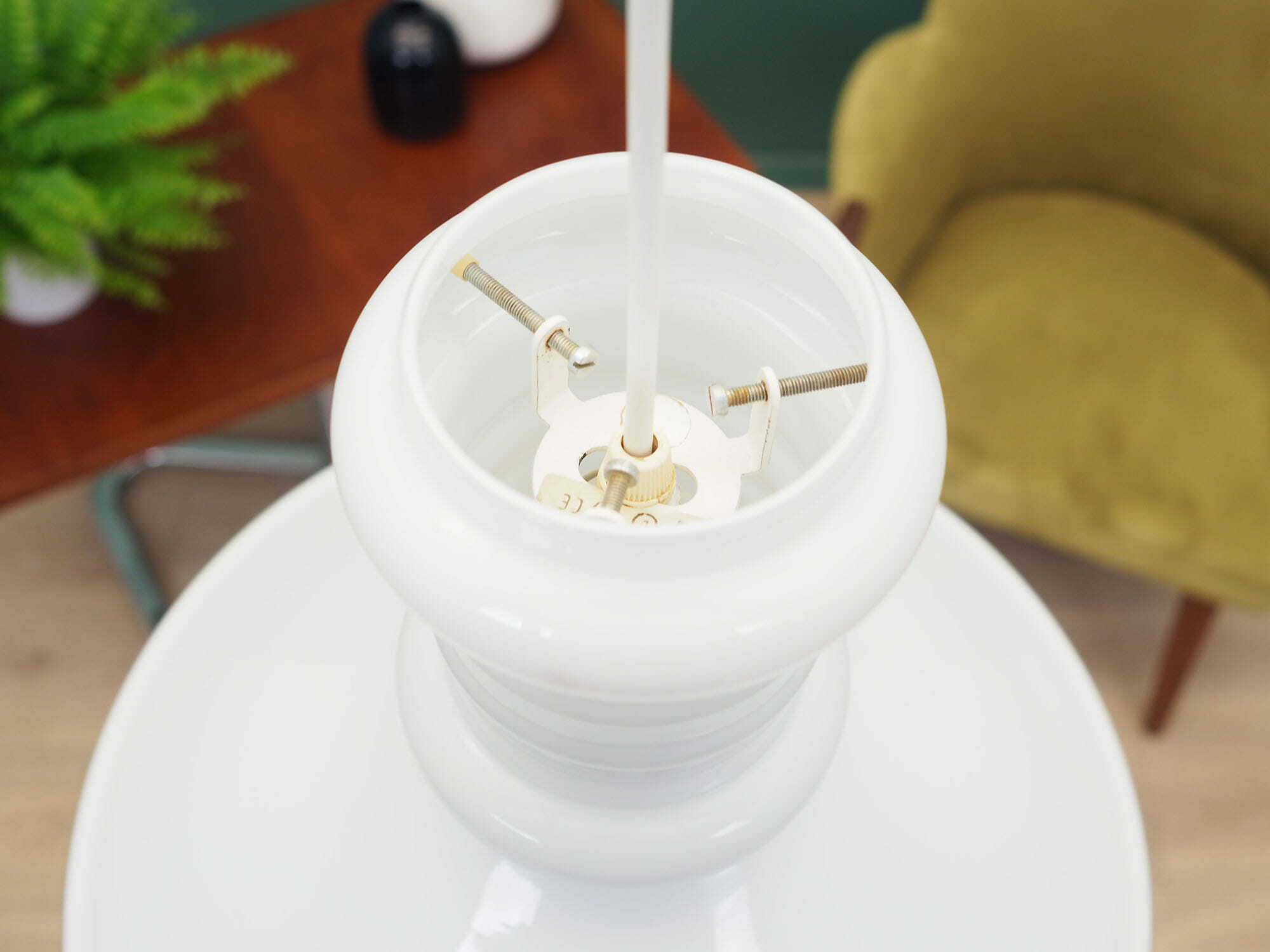Vintage pendant lamp glass white 1970s 4