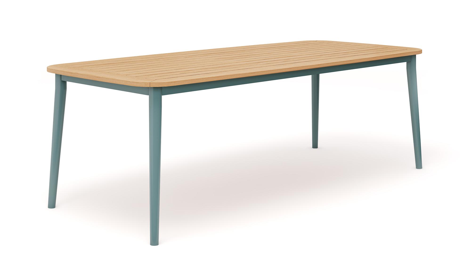 Charlie Tisch Teak-Platte Aluminium Petrol 230 x 100 cm 0