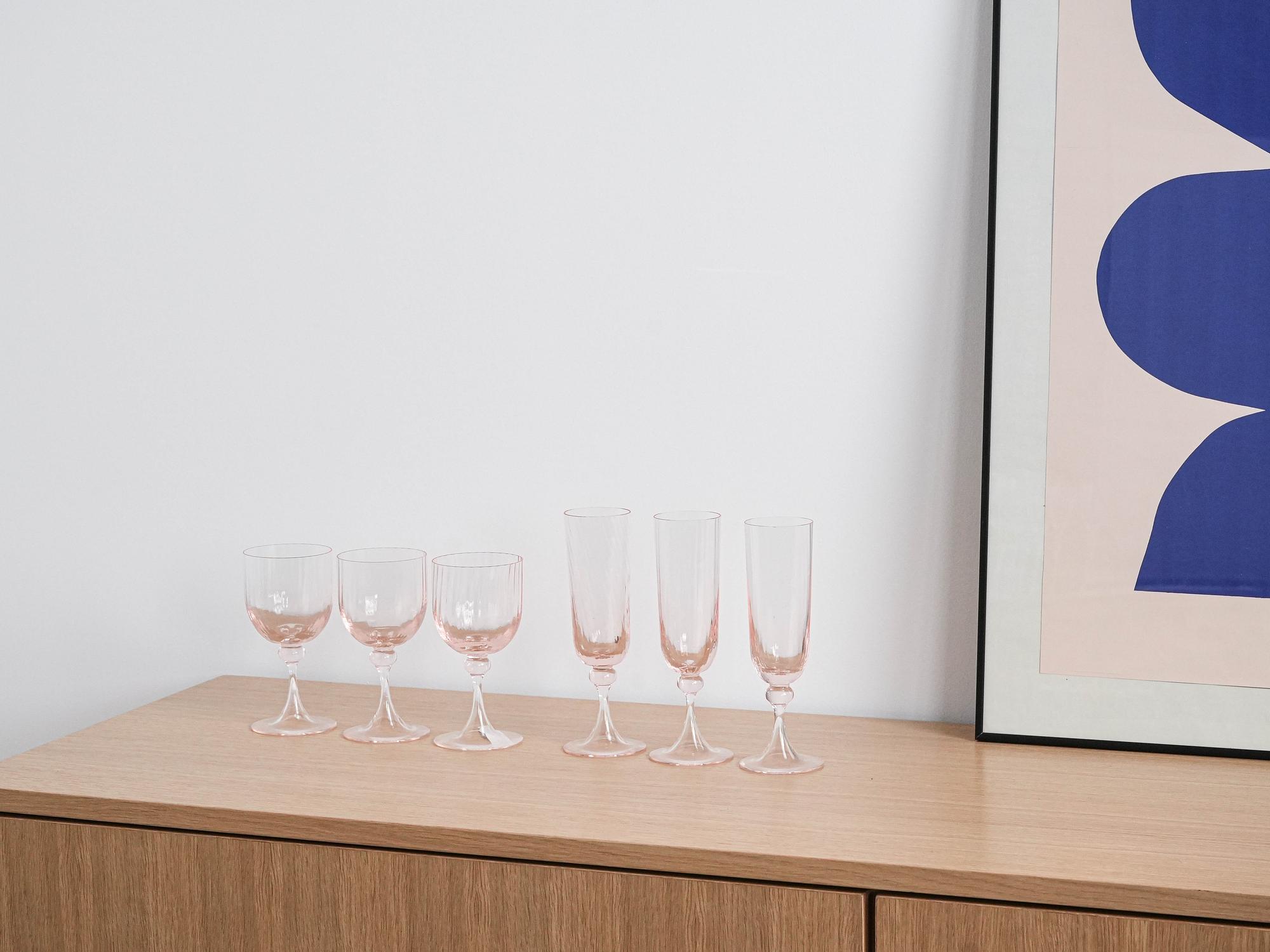 Glass Set Pink 1970s 1