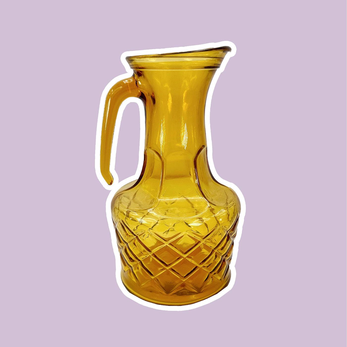 Water carafe glass yellow 1960s 0