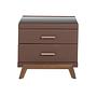 Nightstand Faux Leather with Glass Top 1