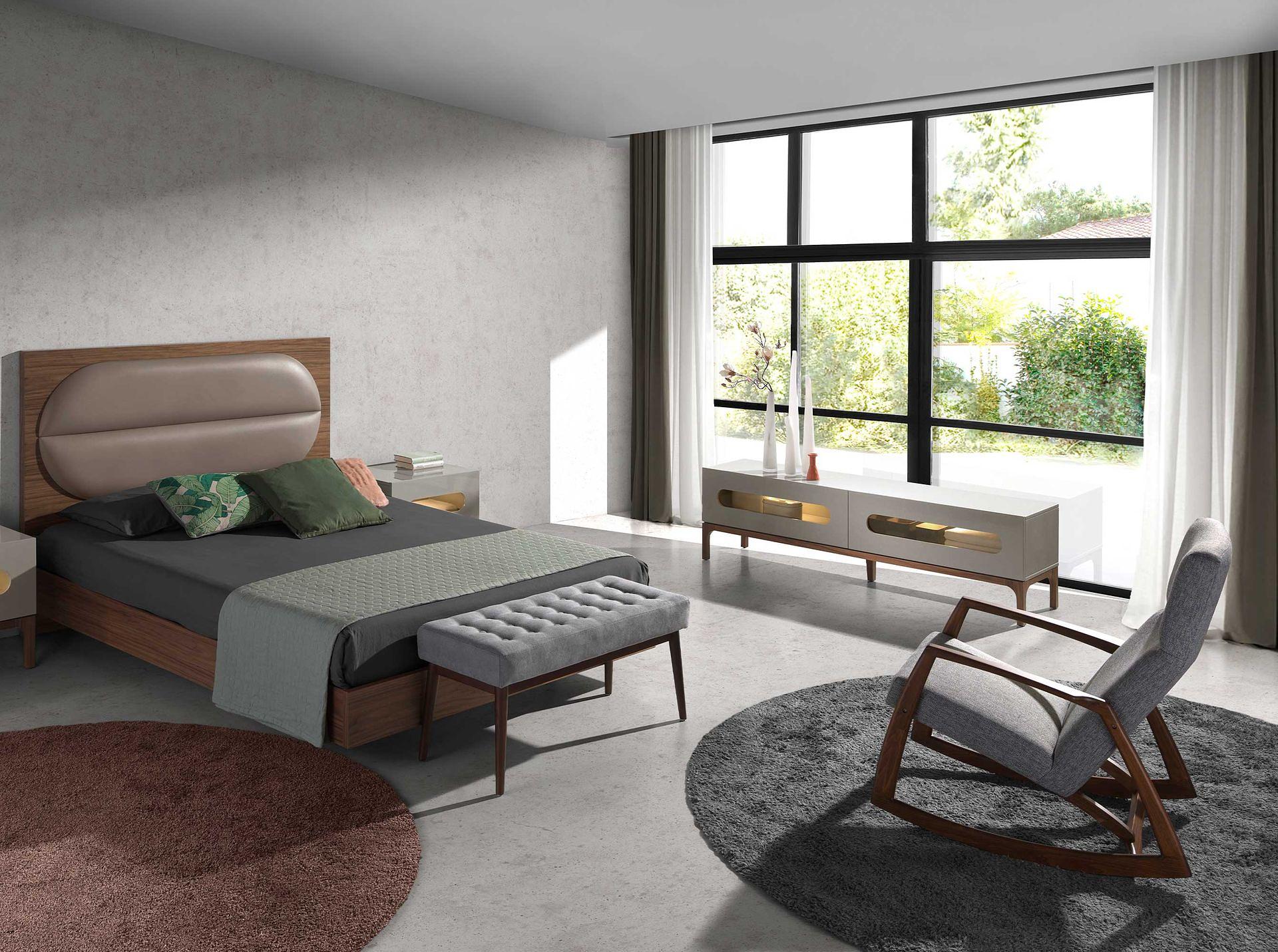 Schaukelstuhl Textil Grau 3