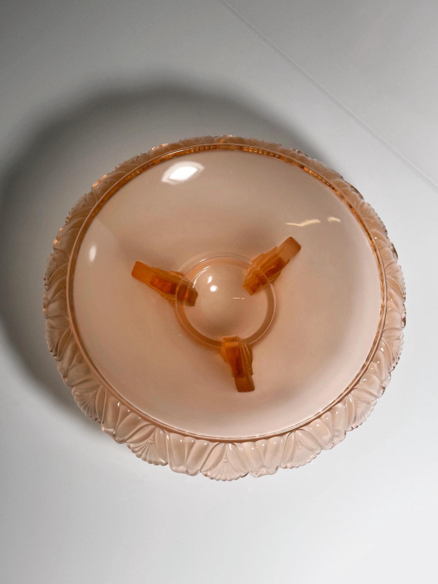 Vintage Pelikan Bowl Rosaline Pressed Glass 1930s 3